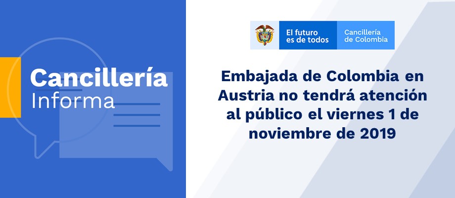 Embajada de Colombia en Austria no tendrá atención al público el viernes 1 de noviembre