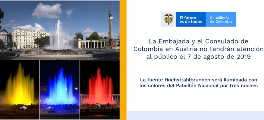 La Embajada y el Consulado de Colombia en Austria no tendrán atención al público el 7 de agosto de 2019