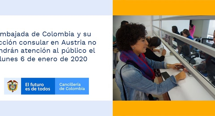 Embajada de Colombia y su sección consular en Austria no tendrán atención al público el lunes 6 de enero 